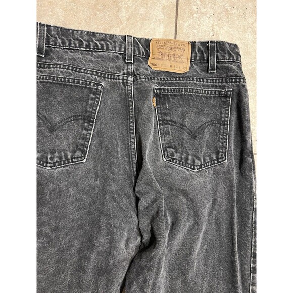 VTG Levis 550 Jeans Mens 34x30 Black Orange Tab Relaxed Fit Taper Leg Bat Wing - Picture 7 of 10